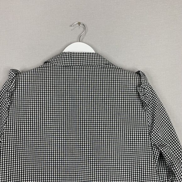 Saks Fifth Avenue Blazer Womens L Black Gingham Ruffle Jacket Preppy Old Money - Picture 8 of 9